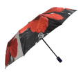 high quality auto open 3 folding promotional umbrella with flowers